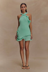 Caprice Halter Knit Mini Dress - Lagoon