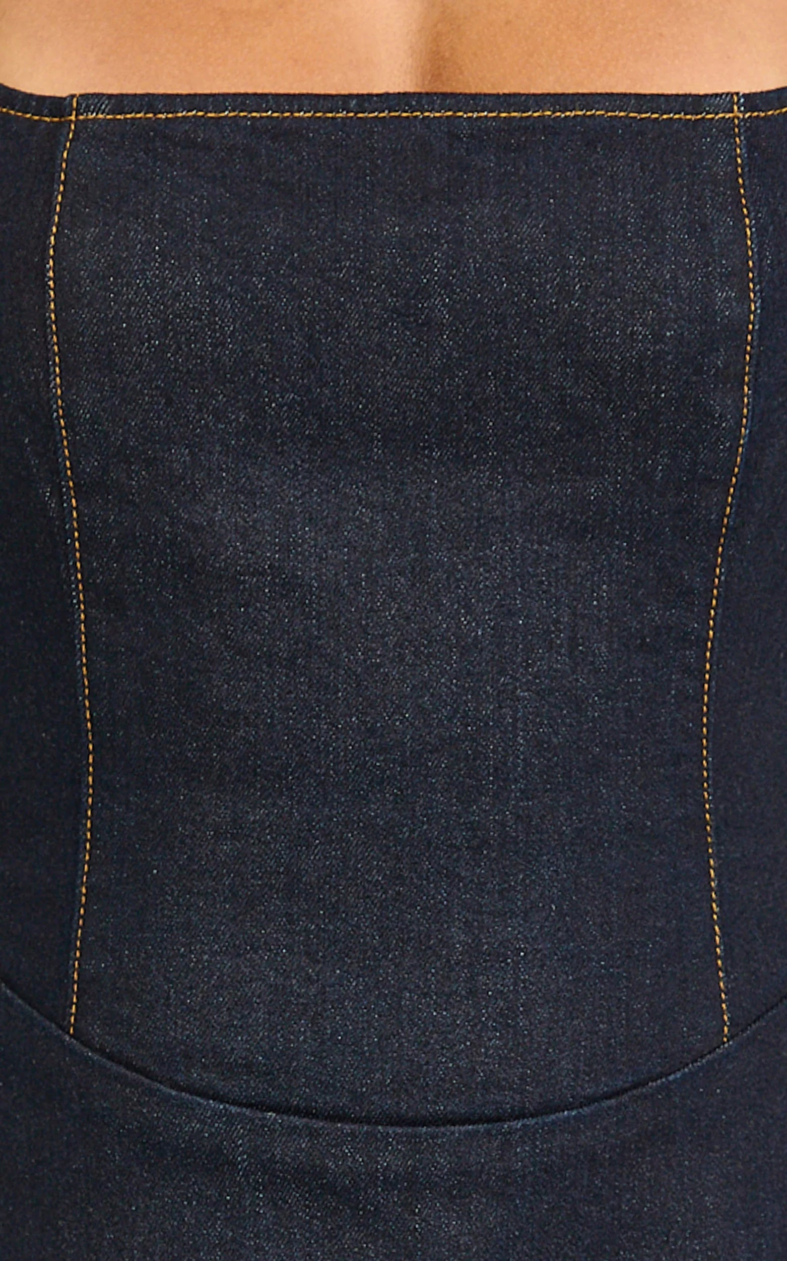 Square Neck A Line Denim Mini Dress in Raw