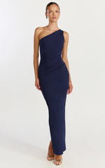 One Shoulder Maxi Dress in Navy