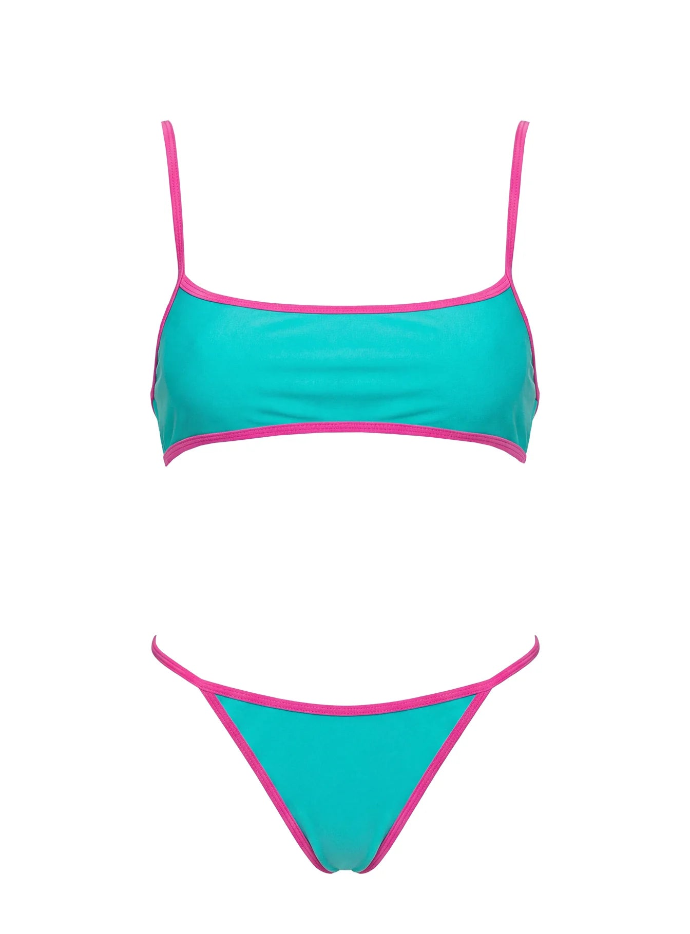 Remaro Contrast Bikini Top Green / Pink