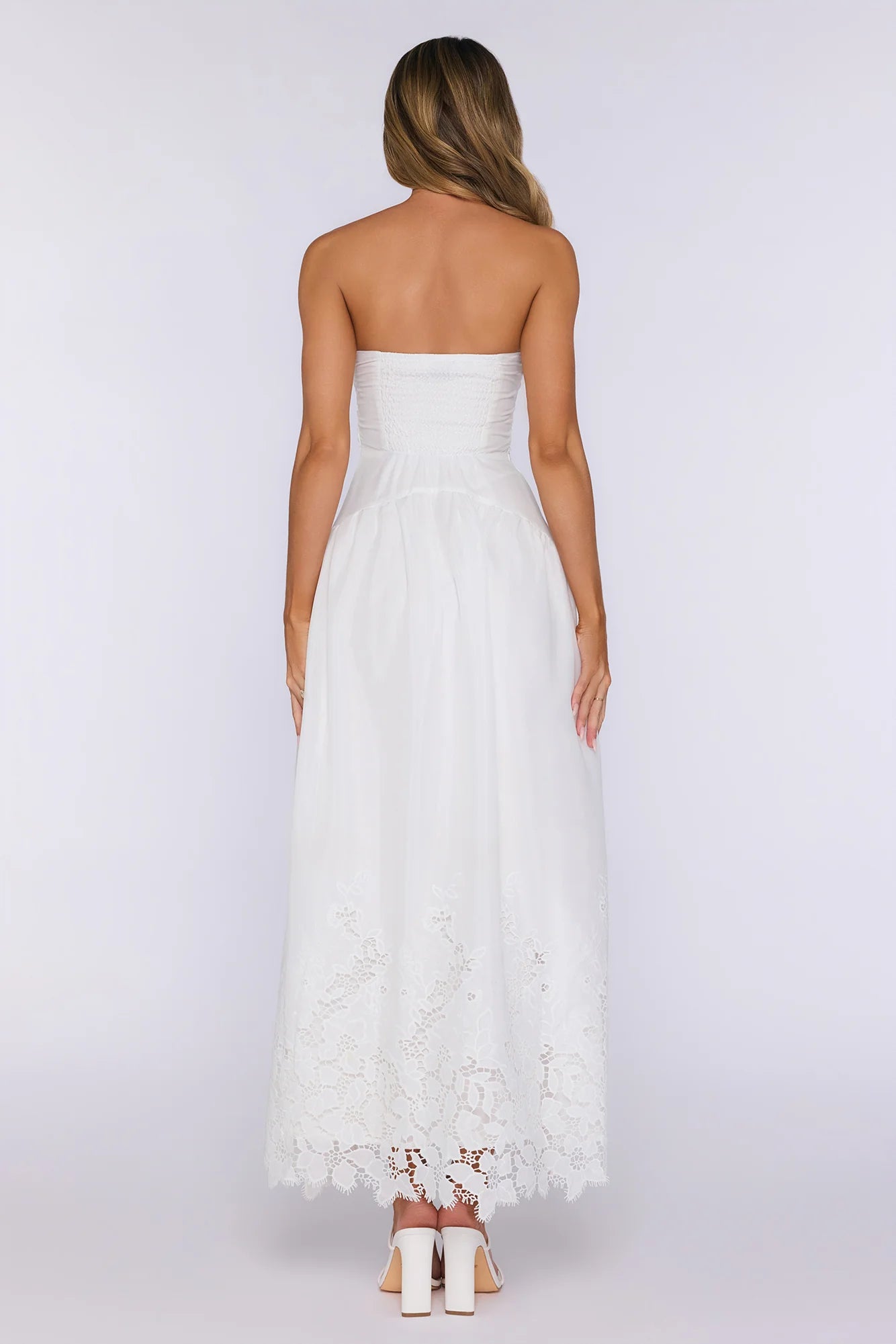 Entrance Moment Strapless Maxi Dress White